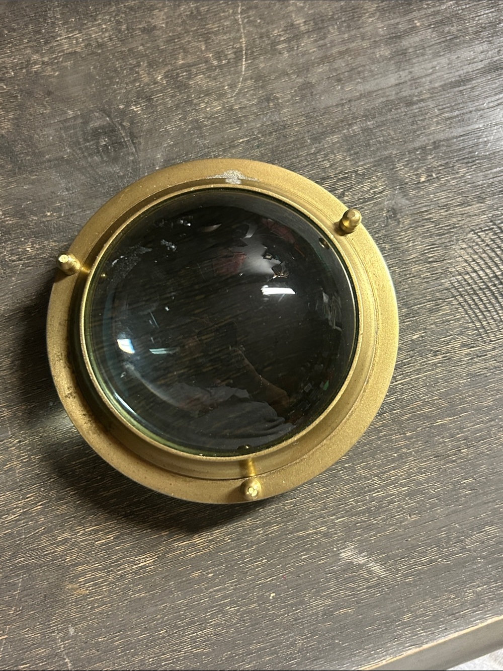 Brass Porthole Style Convex Glass Accent Magnifying Glass